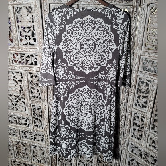 INC International Concept Boho Tunic Dress with Rhinestone Neckline 3/4 sleeve - Picture 6 of 9